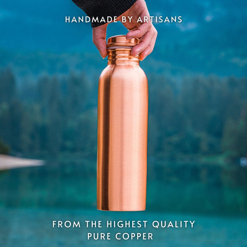 Kosdeg Copper Water Bottle - 34oz Smooth Design - A Handcrafted Ayurvedic Pure Copper Vessel For Drinking - Drink More Water, Lower Your Sugar Intake And Enjoy The Health Benefits - Image 4